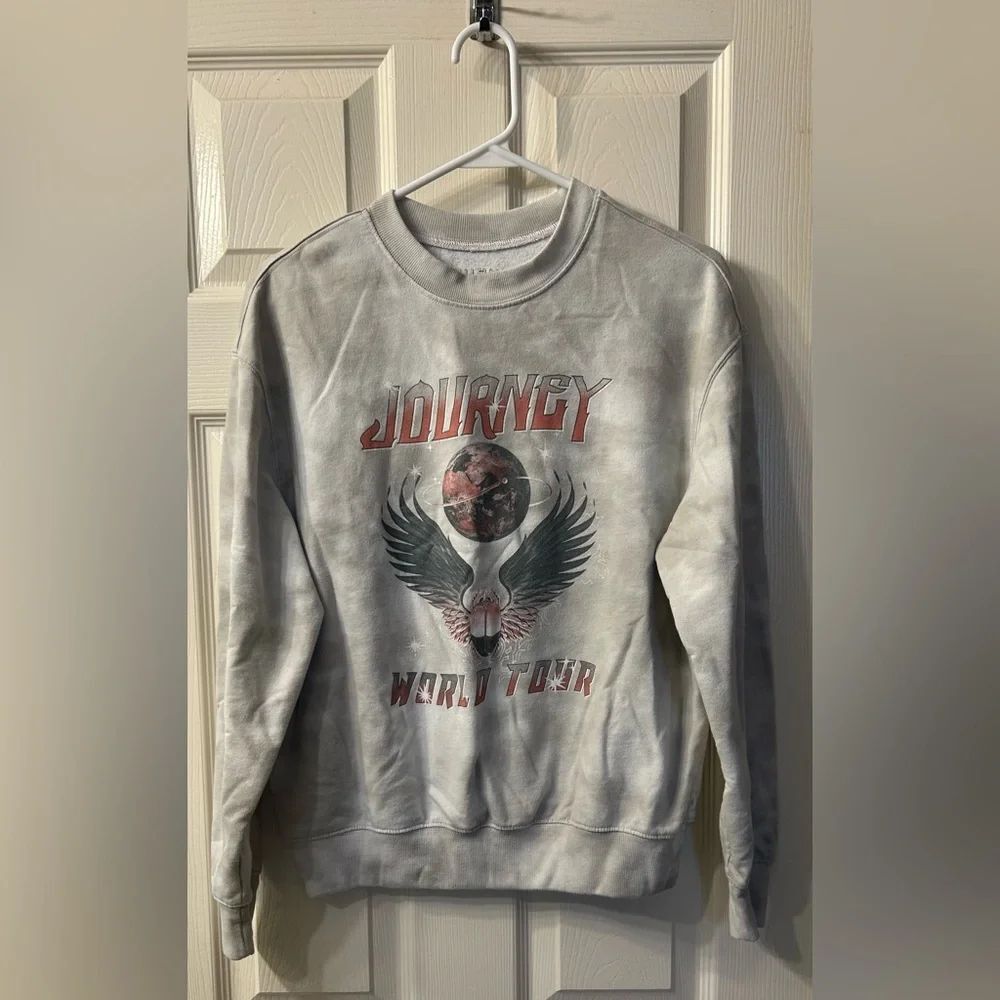 Journey World Tour Graphic Crewneck
Pullover Sweatshirt Grey Tie Dye Size M